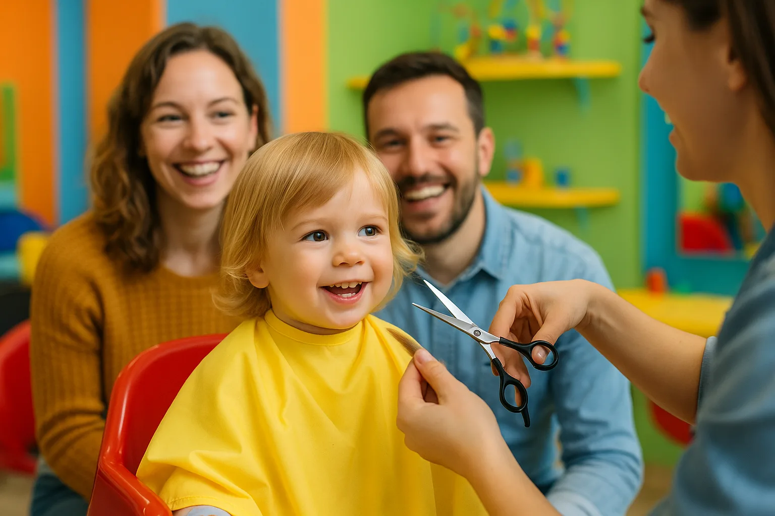 Première coupe de cheveux : chez le coiffeur ou à la maison ?